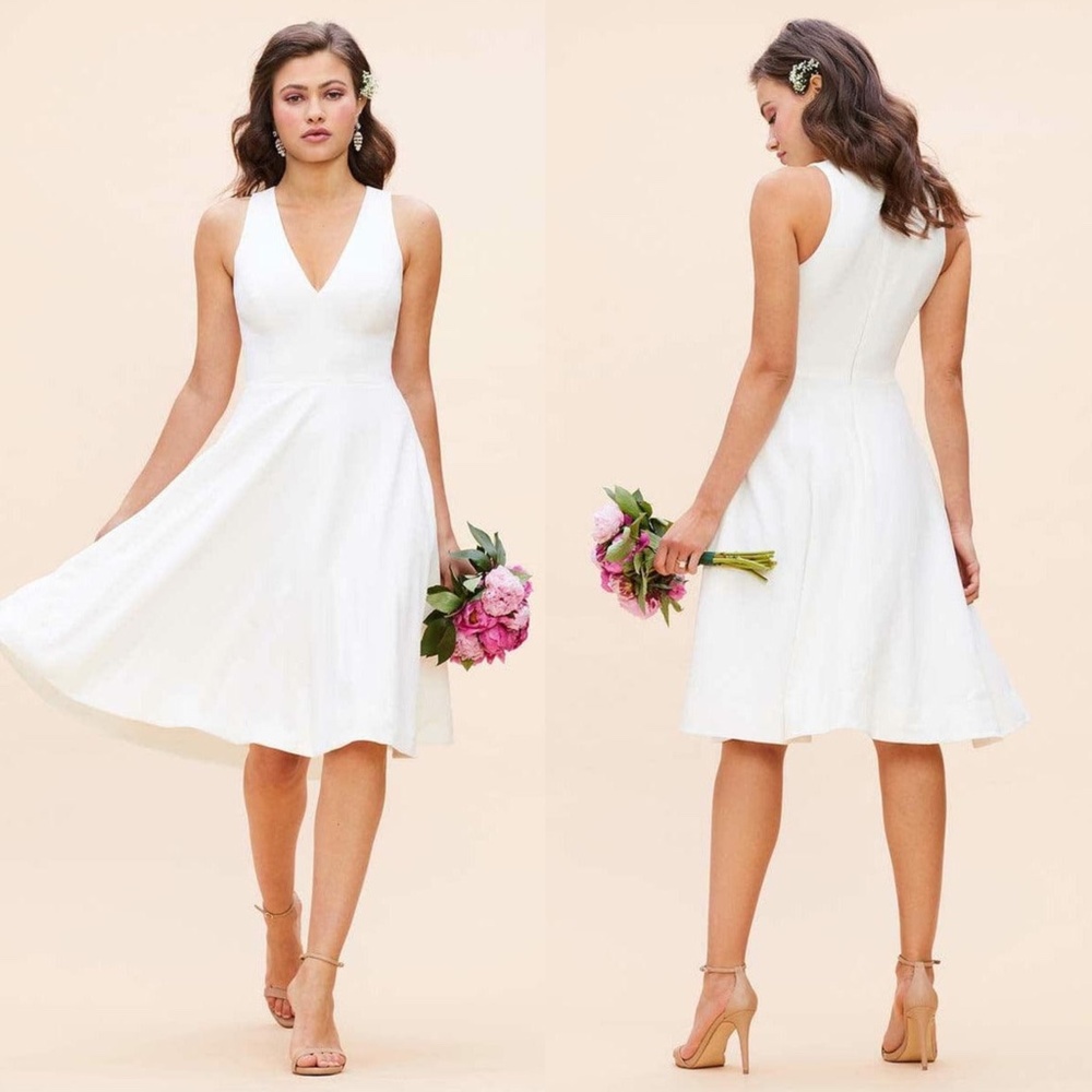 NWT DRESS THE POPULATION Ivory CATALINA Pocket FIT & FLARE Cocktail DRESS XXS